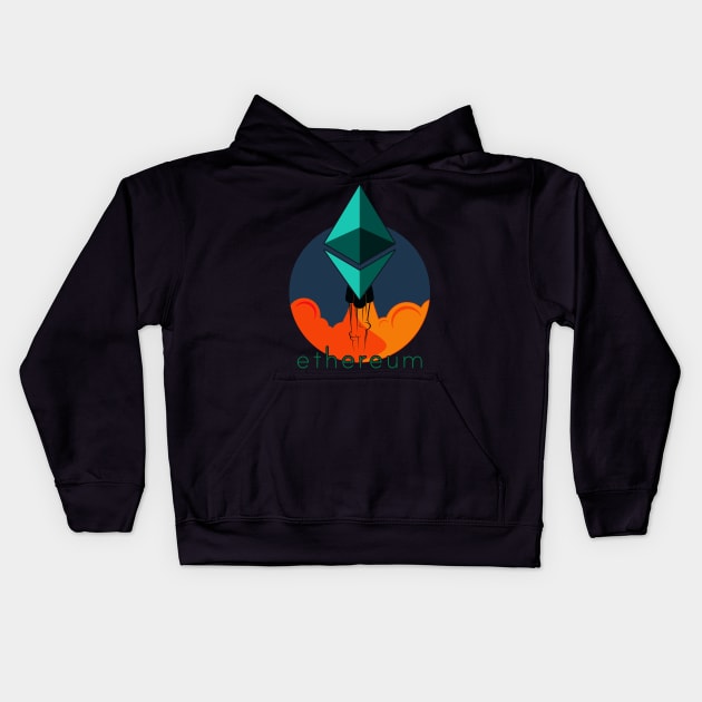 Rocket to The Moon : Ethereum Edition Kids Hoodie by CryptoTextile